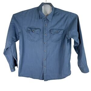 Wrangler mens large blue workwear grunge 90s utility shirt faded cotton
